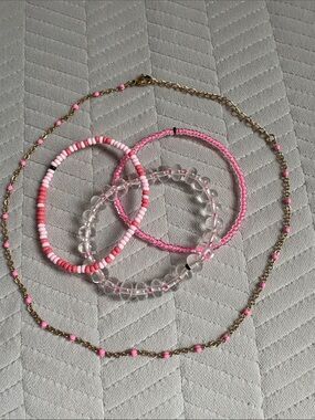 A+B Beaded Bracelets and Station Beaded Necklace